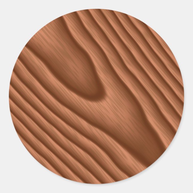 Brown Woodgrain Textured Classic Round Sticker (Front)