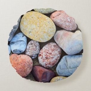 Brown yellow and gray stones round cushion
