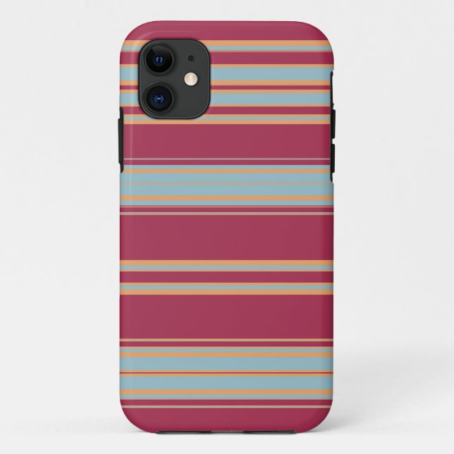 Brown, Yellow and Light Blue Stripes Case-Mate iPhone Case (Back)