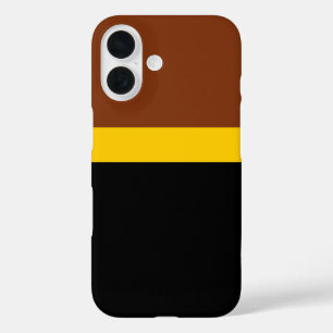 Brown Yellow Black Colour Block Style Design iPhone 16 Case