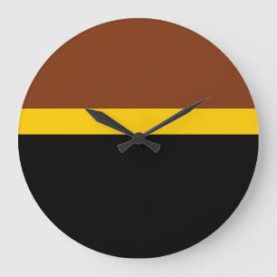 Brown Yellow Black Colour Block Style Design Large Clock