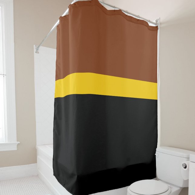 Brown Yellow Black Colour Block Style Design  Shower Curtain (Creator Uploaded)