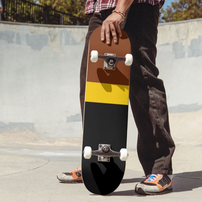 Brown Yellow Black Colour Block Style Design  Skateboard (Creator Uploaded)