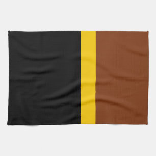 Brown Yellow Black Colour Block Style Design Tea Towel