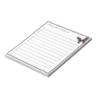Brown Yellow Blue Butterfly Personalised Name Notepad