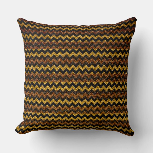 Brown Yellow Chevron Stripes Pattern Cushion (Front)