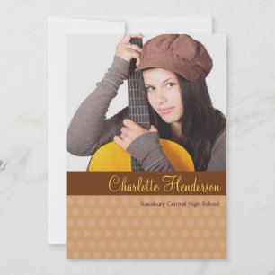 Brown yellow custom photo graduation announcement