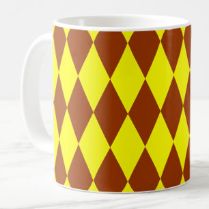 Brown Yellow Harlequin Checkered Design Coffee Mug