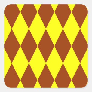 Brown Yellow Harlequin Checkered Design  Square Sticker