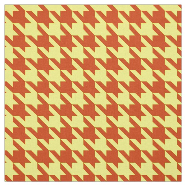 Brown Yellow Houndstooth Plaid Check Fabric (Swatch)