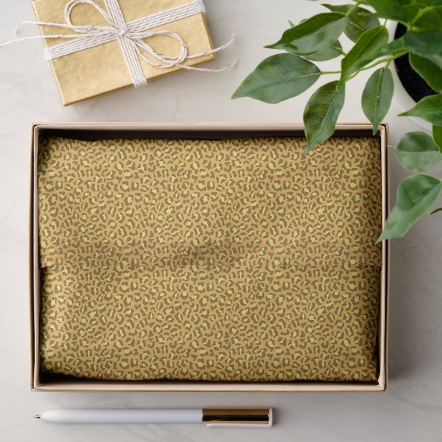 brown yellow leopard skin pattern tissue paper (Gift)