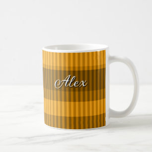 brown yellow monochrome stripes coffee mug