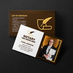 Brown & Yellow Notary Loan Signing Agent Photo Business Card