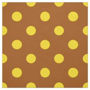 Brown Yellow Polka Dots Textile Fabric