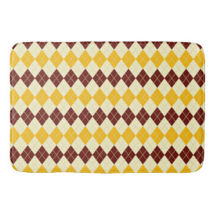 Brown - Yellow Scottish Tartan-Pattern Bath Mat