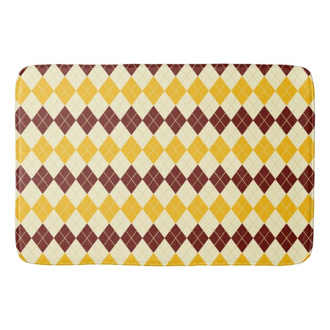 Brown - Yellow Scottish Tartan-Pattern Bath Mat (Front)