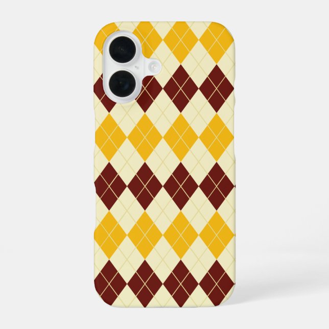 Brown - Yellow Scottish Tartan-Pattern iPhone 16 Case (Back)