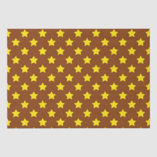 Brown Yellow Stars Pattern Decorative Tissue Paper
