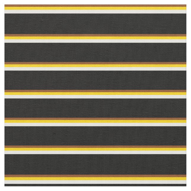 Brown, Yellow, White & Black Coloured Lines Fabric (Close Up)