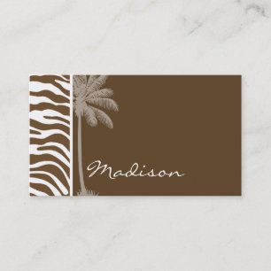 Brown Zebra Animal Print; Palm Business Card
