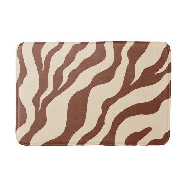 Brown Zebra Bath Mat Bathroom Rug Animal Print (Front)