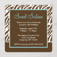 Brown Zebra Print Sweet Sixteen Party