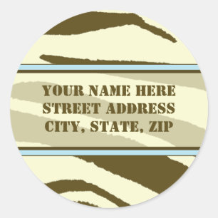 Brown Zebra Print with Baby Blue Address Labels