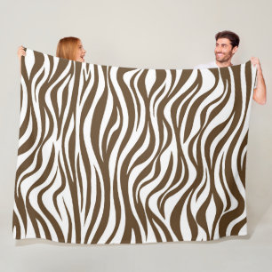 Brown Zebra Skin Print Fleece Blanket