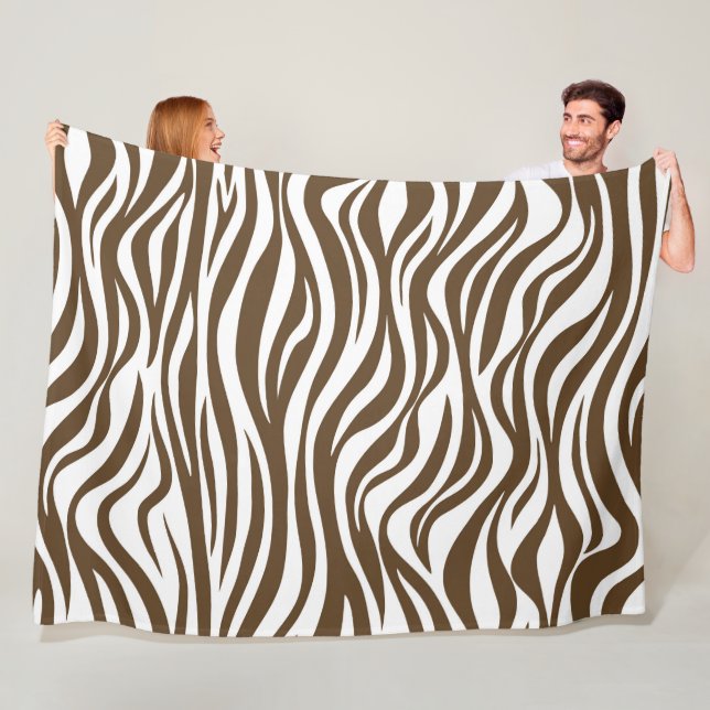 Brown Zebra Skin Print Fleece Blanket (In Situ)