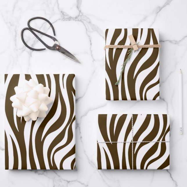 Brown Zebra Skin Print Wrapping Paper Sheet (Front)