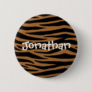 Brown Zebra Stripes Button