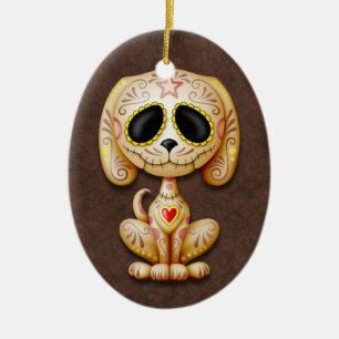 Brown Zombie Sugar Puppy Ceramic Tree Decoration