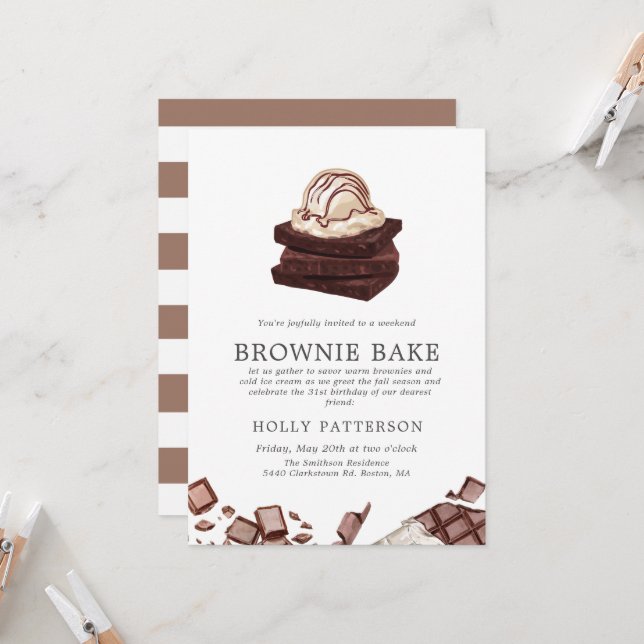 Brownie Bake | Bake Themed Gathering Invitation (Front/Back In Situ)