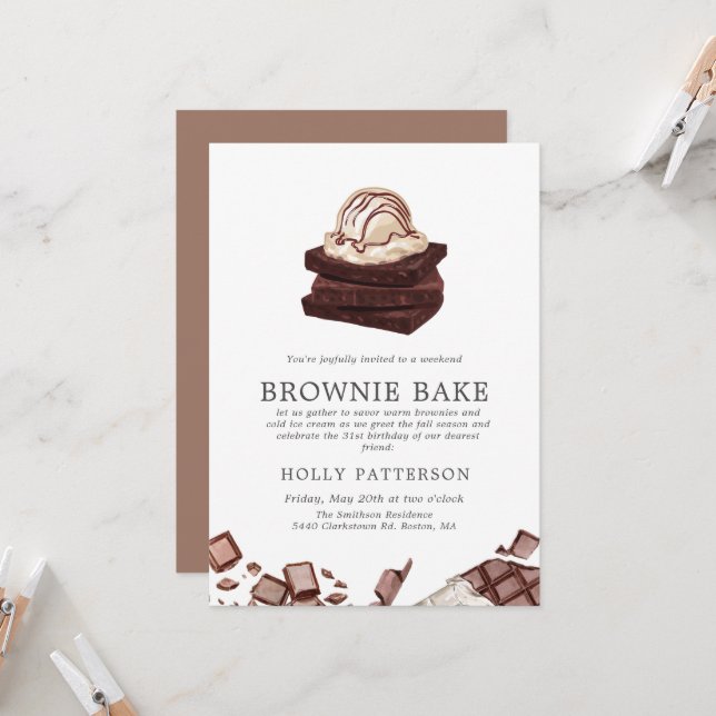 Brownie Bake | Bake Themed Small Gathering Invitation (Front/Back In Situ)