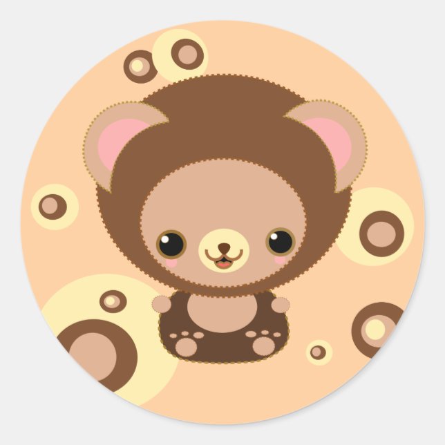 brownie bear classic round sticker (Front)