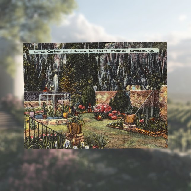 Brownie Gardens Wormsloe Savannah GA retro Postcard (Creator Uploaded)