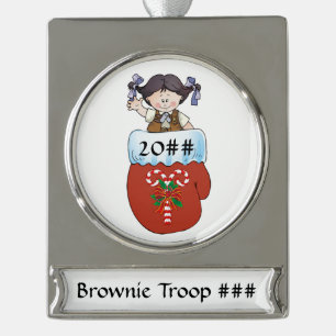 Brownie Mitten Black Hair Silver Plated Banner Ornament