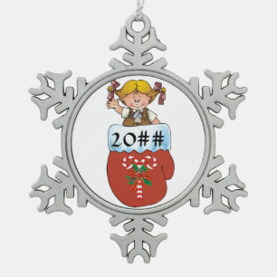 Brownie Mitten Blonde Snowflake Pewter Christmas Ornament