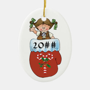Brownie Mitten Brunette Ceramic Ornament