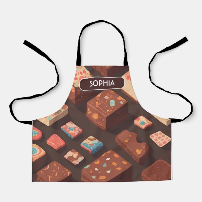 Brownie Retro Colourful Personalised Pattern Apron (Front)