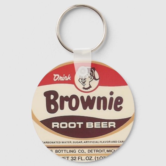 brownie root beer label enlarged keychain (Front)