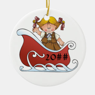 Brownie Scout Sled Blonde Ceramic Ornament