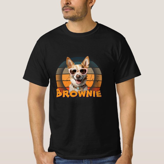 Brownie the Cool Dog – Retro Sunglasses Pup T-Shirt (Front)
