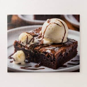 Brownie With Ice Cream On Top Jigsaw Puzzle