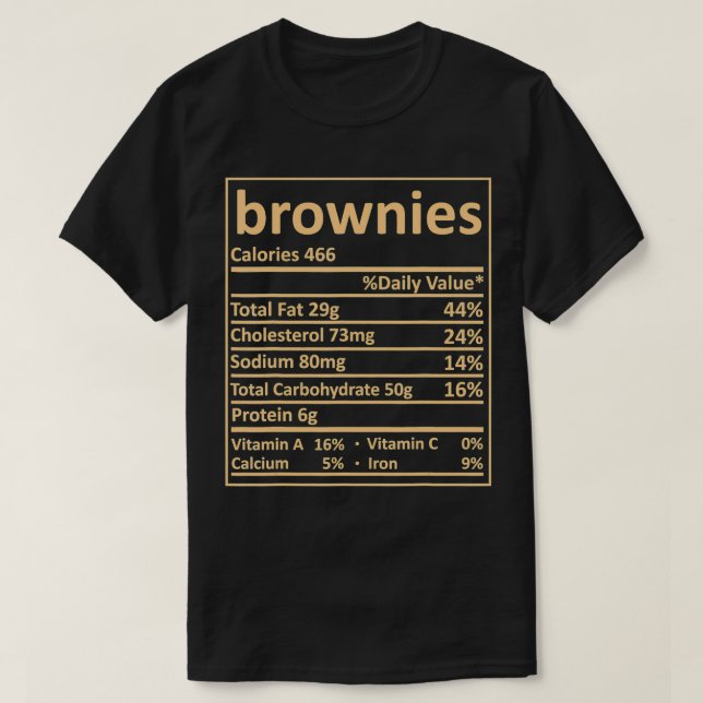Brownies Nutrition Thanksgiving Costume Food Facts T-Shirt (Design Front)