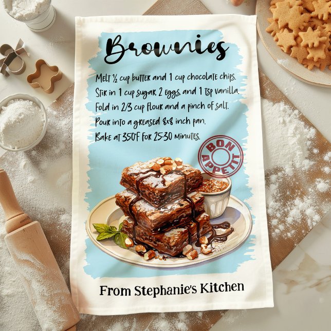 Brownies Recipe Personalised Tea Towel (Creator Uploaded)