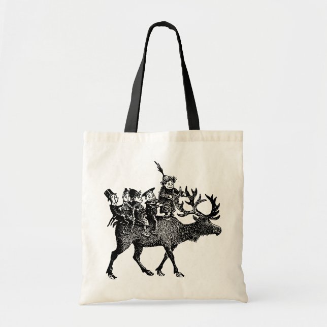 Brownies riding Reindeer Tote Bag (Front)