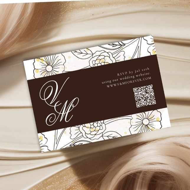 Browning On Love Wedding QR code RSVP Card (Creator Uploaded)