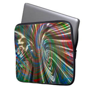 Brownish coloured silky fabric swirl curved laptop sleeve