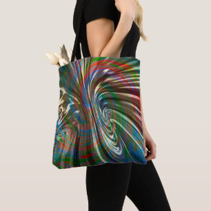 Brownish coloured silky fabric swirl curved tote bag